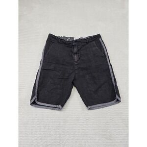 CWST California Shorts Mens Large 100% Linen Black Gray Trim